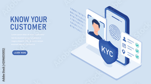 Isometric Illustration of Smart KYC Prevention System with  Devices for Secure Digital Identity Verification

