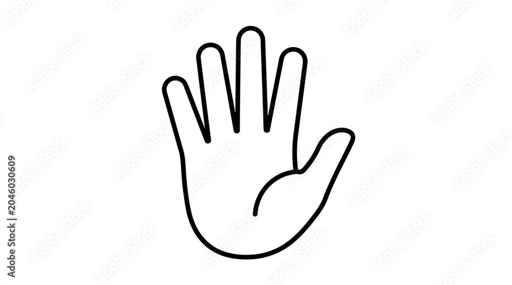 Fototapeta premium Thin line art open hand palm icon