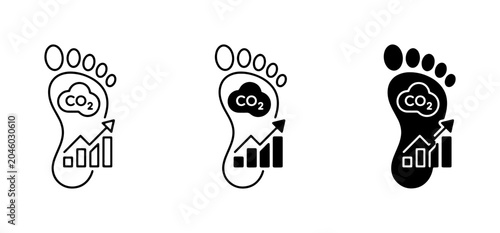 Photos Carbon Footprint Icons: CO2 Emissions Growth Chart, Environmental Impact Vector