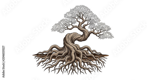 Tableau sur toile Twisted Tree with Exposed Roots