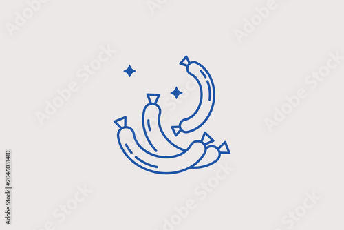 Photos Three small grilled sausages line icon for barbecue picnic for restaurant menu apps