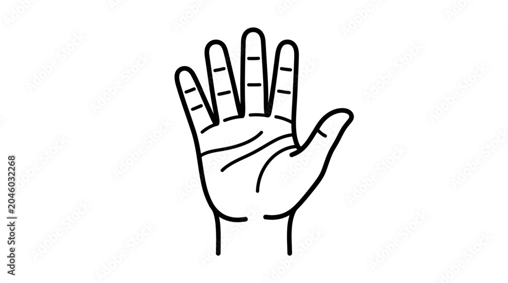 Fototapeta premium Detailed open palm hand line icon.