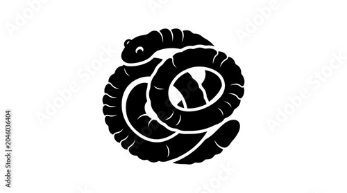 Black snake curled up illustration.