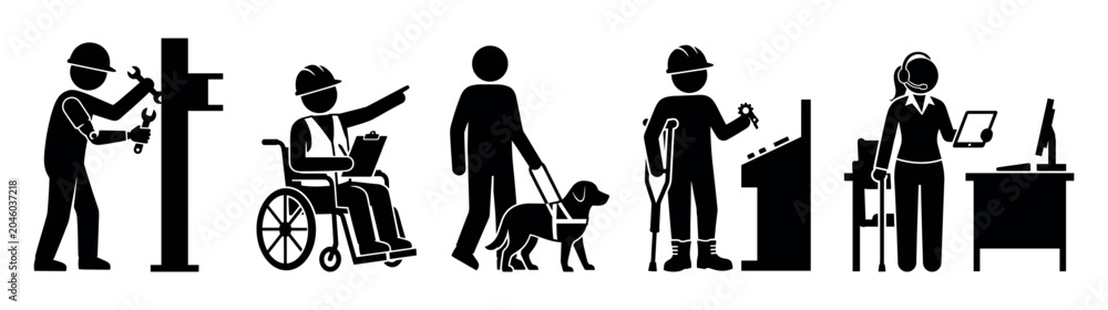 Fototapeta premium Inclusive workplace diverse employees working with disabilities