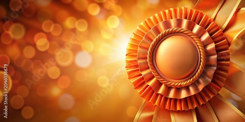 Golden Award Ribbon with Sunburst Background A Celebratory Design Element for Achievement and Success