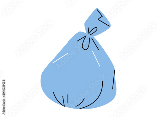 Tableau sur toile Blue tied garbage bag vector illustration