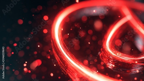 Dynamic red light swirls abstract art digital animation creative studio close-up perspective vibrant energy visualization