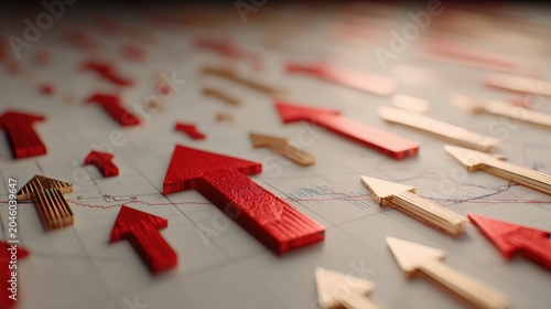 Dynamic growth indicators in business strategy office space graphic design corporate environment close-up success concept