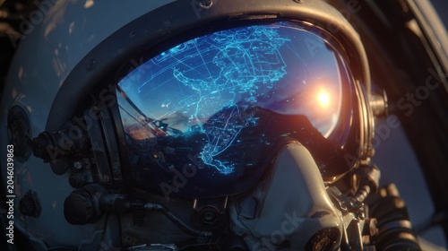 Astronaut's view of earth and space outer space digital illustration futuristic close-up perspective exploration concept