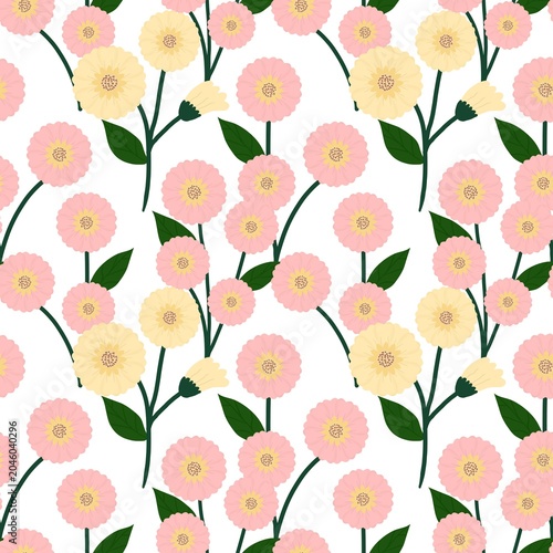 Beautiful floral seamless pattern with blooming flowers