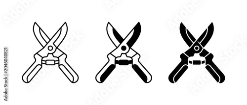 Bild auf Leinwand Garden Shears Icons, Pruning Shears Set, Secateurs Vector Graphics
