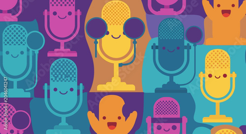 Colorful Microphone Pattern Vector Illustration
