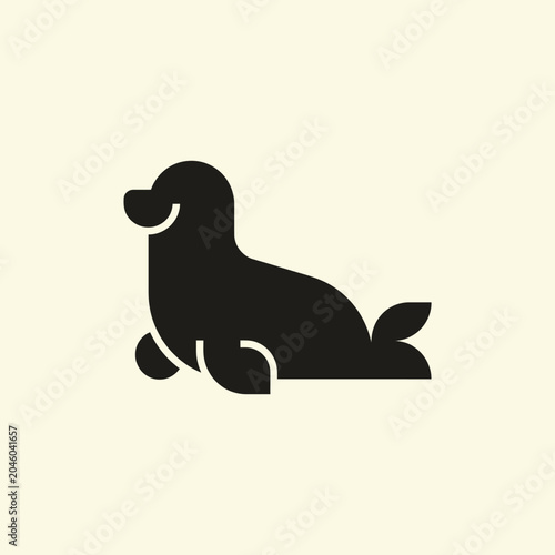 Tableau sur toile Black silhouette of a seal animal.