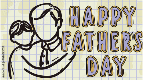 Happy Fathers Day Dad Child Line Art Design