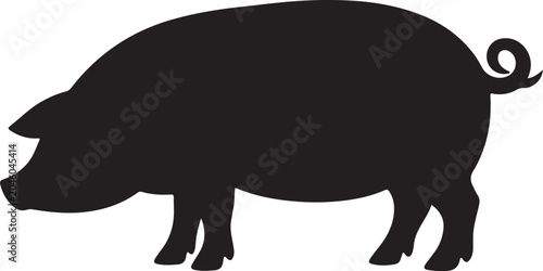 Tableau sur toile Minimal pig silhouette icon vector isolated on white background for farm animal