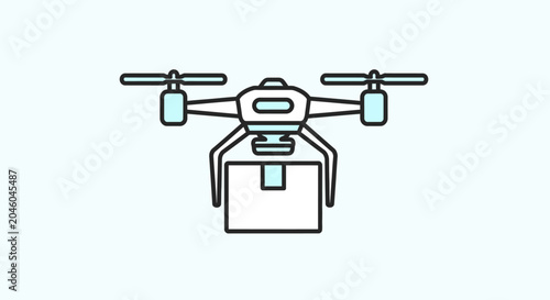 Canvas-taulu Delivery Drone Carrying Box in Minimalist Line Art Style