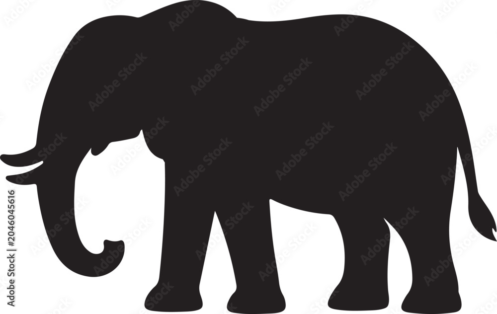 Fototapeta premium Minimal elephant silhouette icon vector isolated on white background for wildlife logo.
