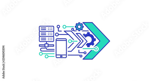 Digital technology flow with smartphone and circuit elements