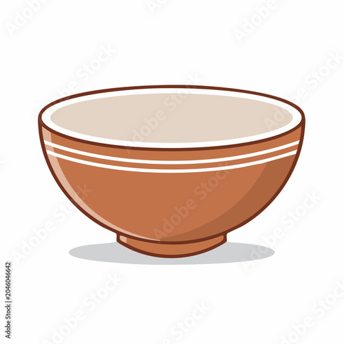 Simple illustration of an empty brown ceramic bowl