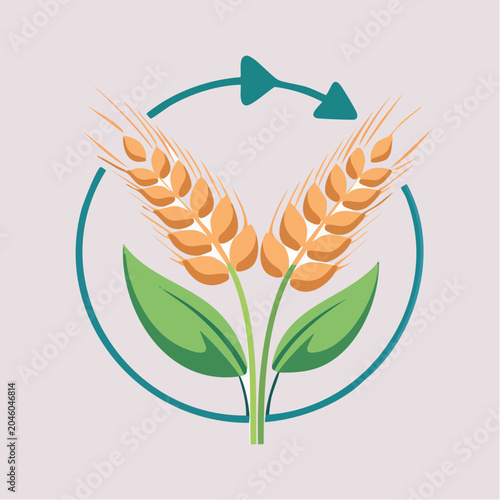 Wheat ears with recycling symbol