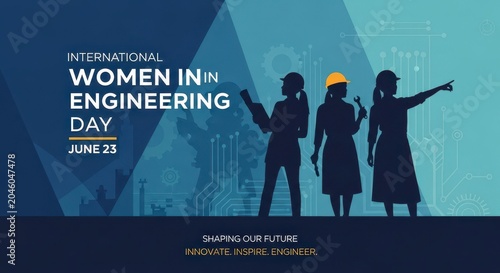Women in engineering silhouettes celebrating future tech careers