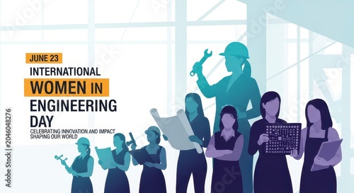 Women celebrating international engineering day illustration