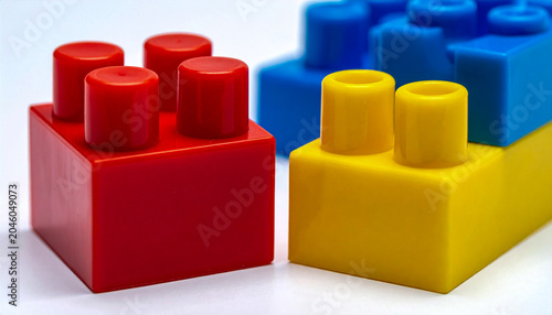 Detailed macro shot showing the junction of two vibrant polymer fragments isolated on a clean surface