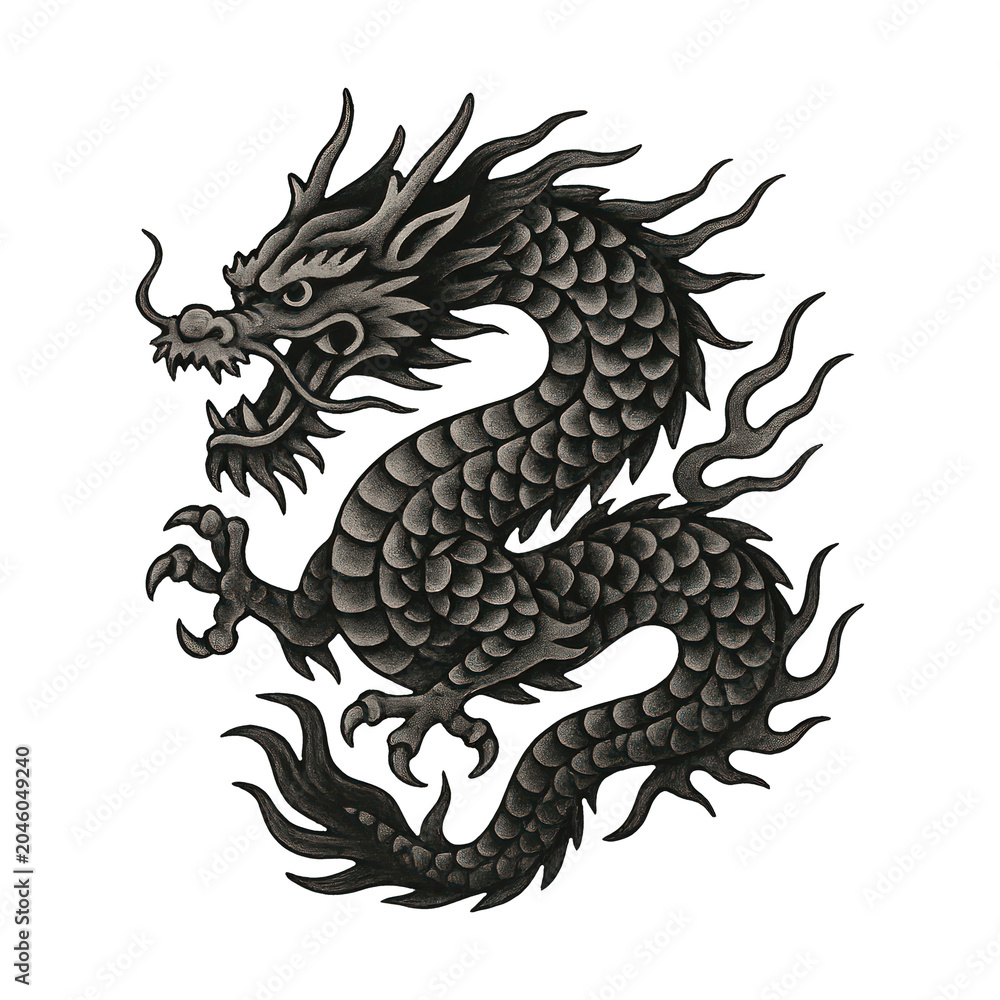 Obraz premium PNG Intricate mythical dragon illustration