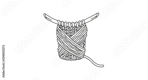 Knitted fabric on needles line art