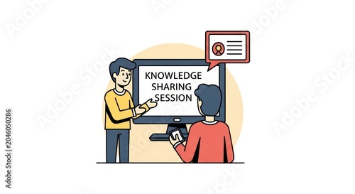 Team members in knowledge sharing session