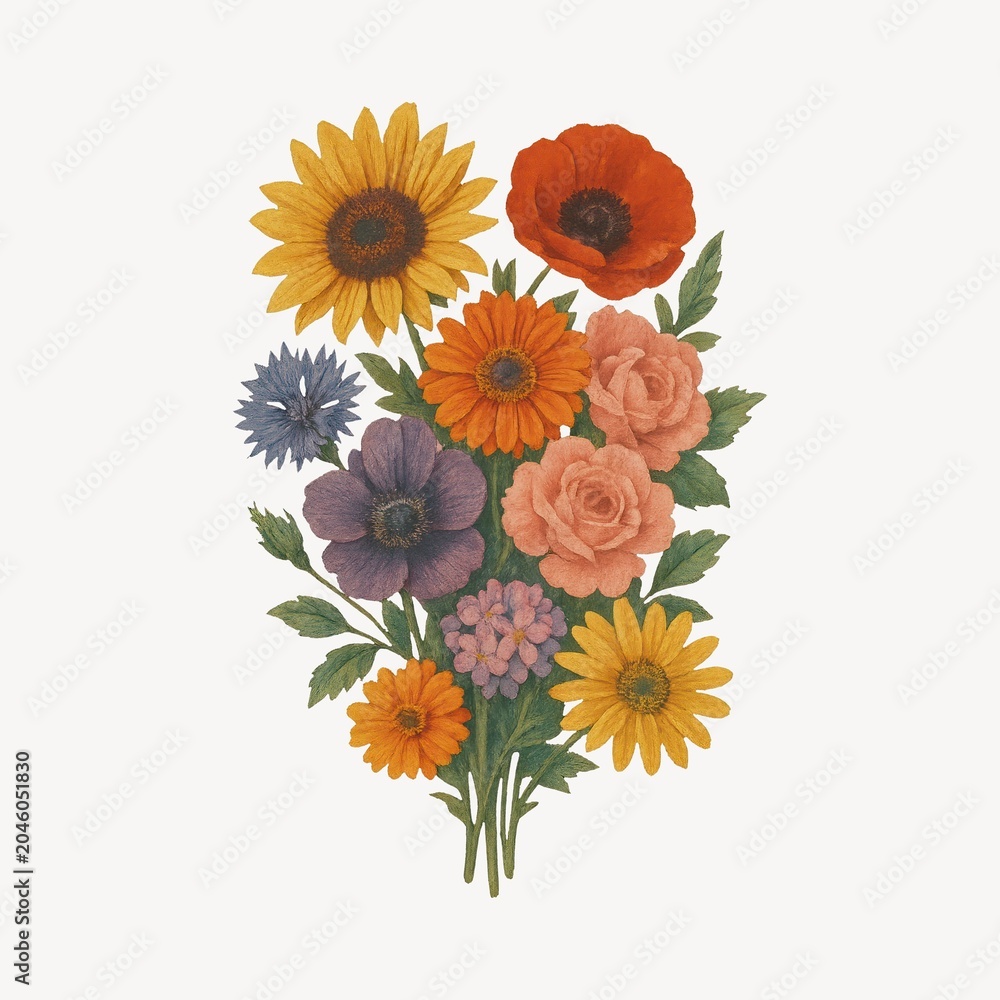 Obraz premium Vibrant floral bouquet illustration
