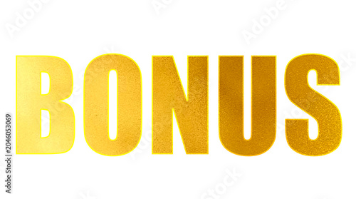3D render of bold golden “BONUS” text with shiny metallic gradient, isolated on transparent background, modern promotional lettering for advertising, rewards, and digital marketing visuals. png