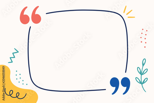 Modern Hand-Drawn Minimalist Memphis-Style Quote Box with Playful Doodles Vector Background Template