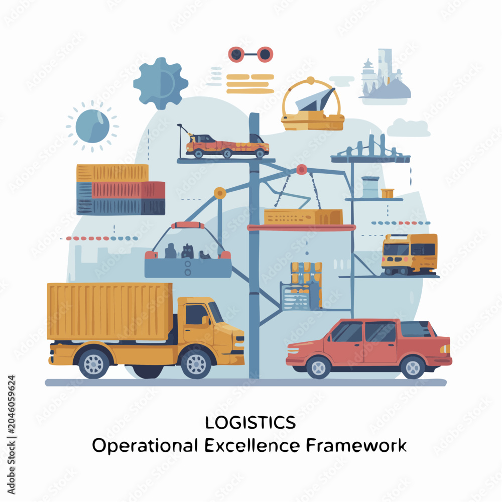 Naklejka premium Logistics operational excellence framework infographic illustration wi