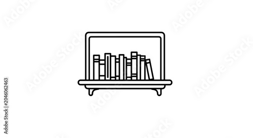 Tablou pe pânză A linear representation of numerous bound volumes arranged neatly on a shelf suggesting a repository of knowledge and literary exploration for academic or personal enrichment