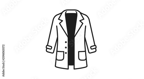 Professional Lab Coat Apparel for Science and Healthcare Professions Depicting a White Outerwear Garment with Pockets and Buttons Symbolic of Research and Medical Practitioners' Uniform.