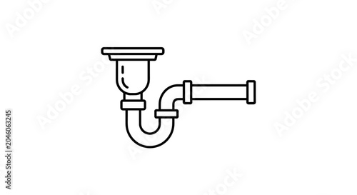 Plumbing P-trap drain component for sink wastewater disposal a functional liquid barrier preventing sewer gas escape and maintaining sanitary home environments essential for kitchen and bathroom fixtu