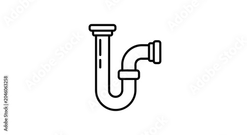 P Trap Plumbing Fixture Representation Essential Drain System Component for Preventing Sewer Gas Intrusion and Maintaining Sanitary Environments in Residential and Commercial Piping Networks.