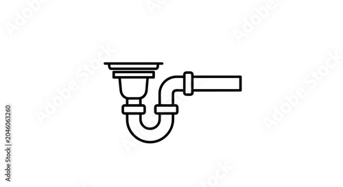 Plumbing P Trap Schematic for Kitchen Sink Drainage Systems - A Visual Guide to Preventing Sewer Gas Odors and Maintaining Healthy Plumbing Infrastructure in Residential and Commercial Settings.