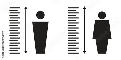 Bild auf Leinwand Height Man Vector Icon, Human Height Scale and Person Size Measurement Symbol