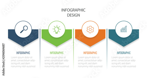 Business concept with 4 options, parts, steps or processes. Vector infographic design template. 