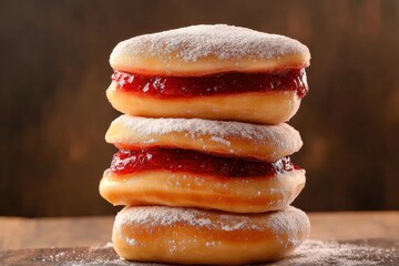 Delicious donuts arranged beautifully for a joyful Hanukkah celebration
