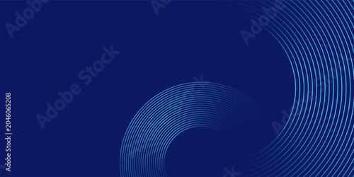 Abstract blue digital dynamic circle line on dark background. Futuristic hi-technology concept. Sound wave. Vector illustration