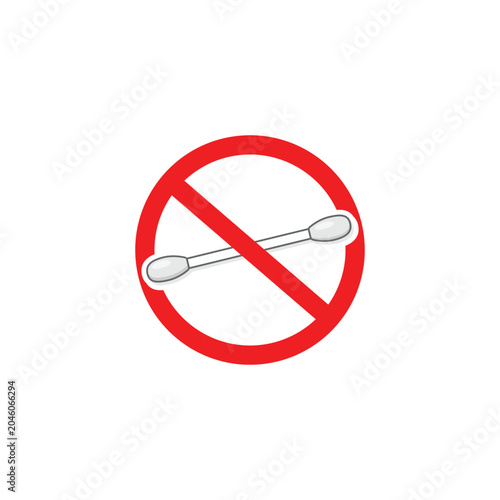 vector design illustration of a red sign prohibiting the use of cotton bud