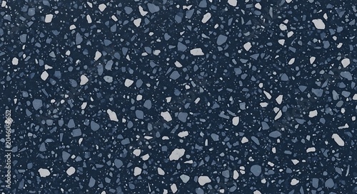 Seamless terrazzo stone texture with navy blue base