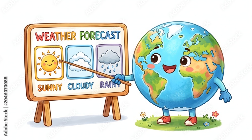 Fototapeta premium Educational artwork supporting weather lessons, climate awareness and science learning.