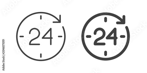 Slika na platnu 24 Hours icon. Line and glyph solid icon