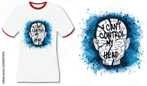 T-shirt design with cracked head graphic and 