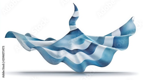 Abstract Flowing Fabric in Shades of Blue and White Swirls