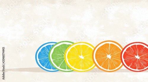 Vibrant Citrus Fruit Slices on Textured Background for Fresh Design